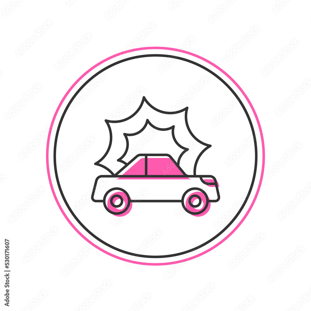 Filled outline Car accident icon isolated on white background. Insurance concept. Security, safety, protection, protect concept. Vector Filled outline Car accident icon isolated on white background. Insurance concept. Security, safety, protection, protect concept. Vector