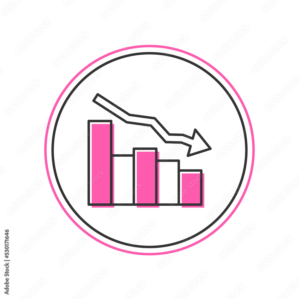 Filled outline Financial growth decrease icon isolated on white background. Increasing revenue. Vector Filled outline Financial growth decrease icon isolated on white background. Increasing revenue. Vector