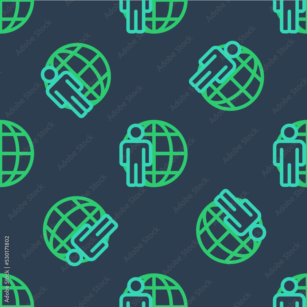 Line Head hunting icon isolated seamless pattern on blue background. Business target or Employment sign. Human resource and recruitment for business. Vector