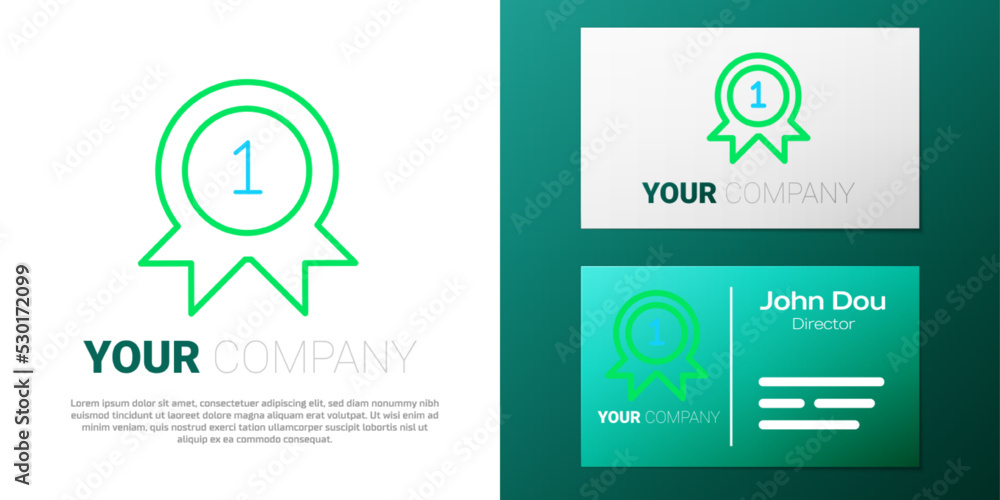 Line Medal icon isolated on white background. Winner achievement sign. Award medal. Colorful outline concept. Vector Line Medal icon isolated on white background. Winner achievement sign. Award medal. Colorful outline concept. Vector