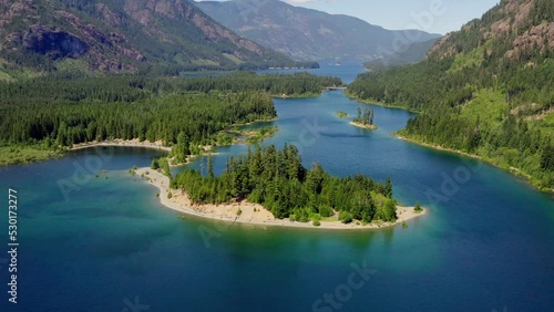Aerial of beautiful british columbia lake on vancouver island