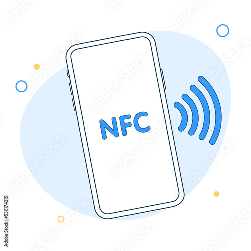NFC technology vector icon. Phone, smartphone, simple line outline sign. Near Field Communication nfc payment concept. Flat design
