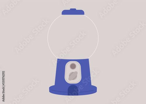 An empty vintage gum ball machine template, copy space