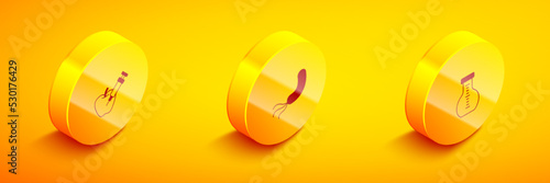 Set Isometric Genetically modified apple, Bacteria and Test tube icon. Vector