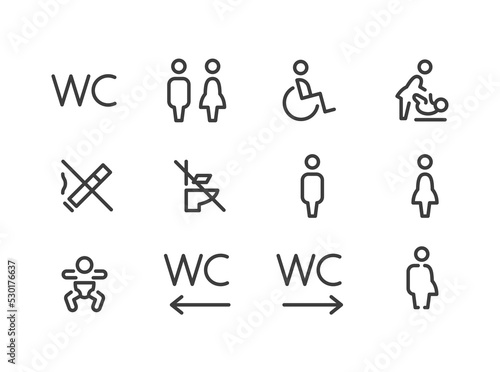 Wayfinding wc toilet icon set