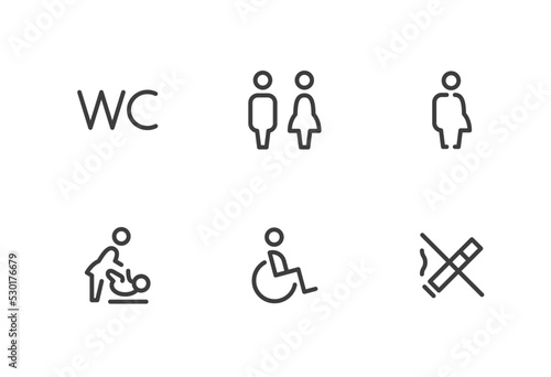 Wayfinding wc toilet icon set