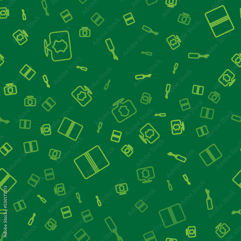Set line Leather, Textile fabric roll and Awl tool on seamless pattern. Vector Set line Leather, Textile fabric roll and Awl tool on seamless pattern. Vector