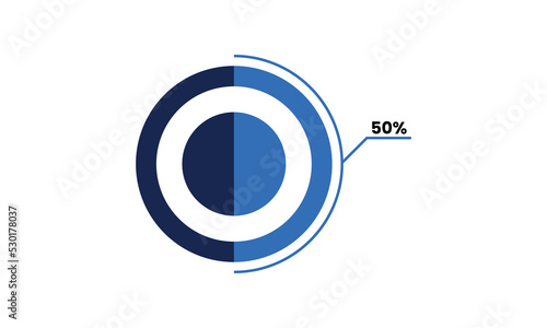 Pie Chart 50 vector, 50 percent pie chart infographic illustration
