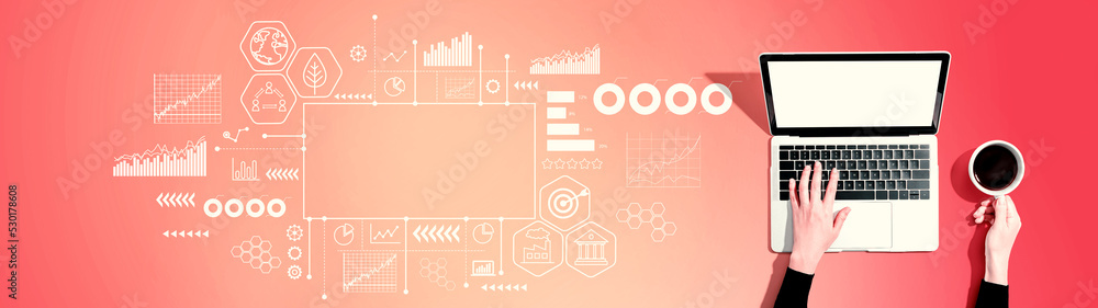 Eco theme with person using a laptop computer Eco theme with person using a laptop computer