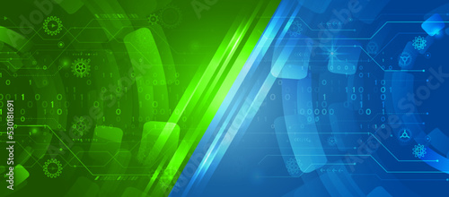 Cyber security internet and networking concept. Hi-tech vector illustration with various technology elements. Abstract global sci-fi concept. Digital internet communication in two-color background.