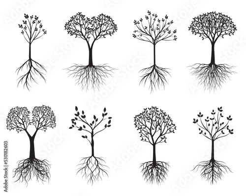 Set black vector Trees