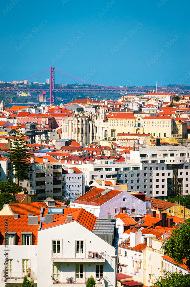 Beautiful panoramic view of old Lisbon, Portugal