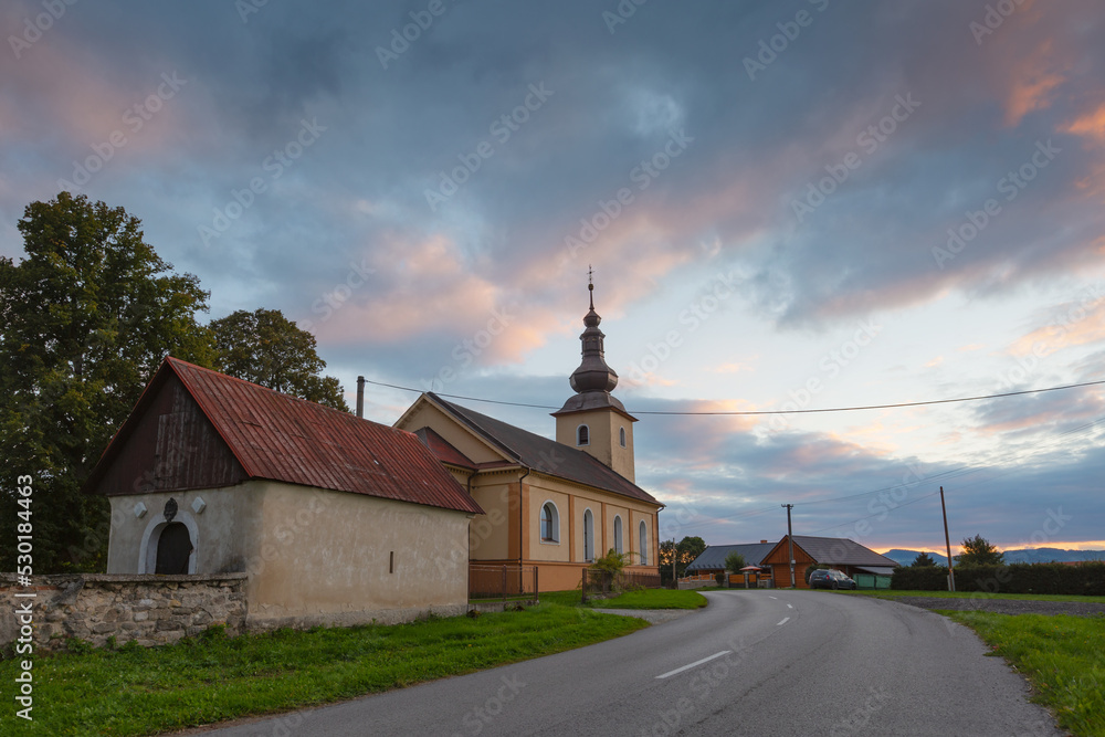 Fototapeta premium Church in Ivancina village in Turiec region, Slovakia.