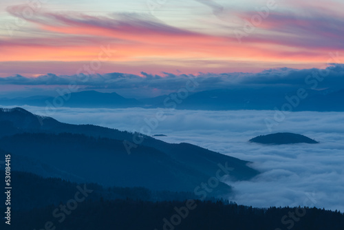 View of Mala and Velka Fatra mountain ranges in Turiec  Slovakia.