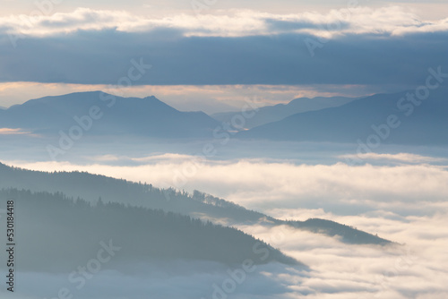 View of Mala and Velka Fatra mountain ranges in Turiec, Slovakia.