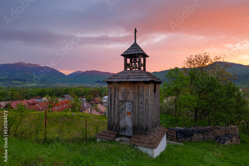 Historical bell tower in Nolcovo village, Slovakia. photo