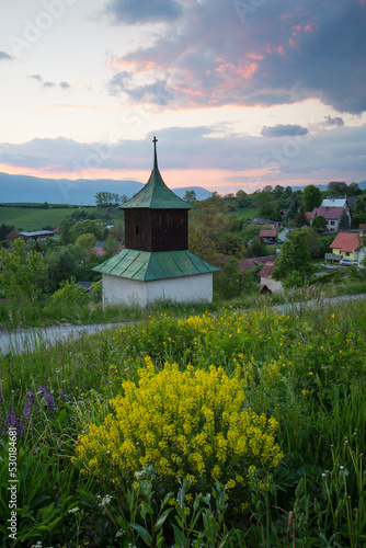 Historical Bell tower in Turcianske Jaseno village, Slovakia. photo