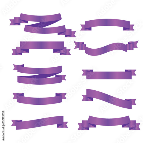 Purple ribbon symbolizing cancer survivors, gynecologic cancer. Violet ribbon vector