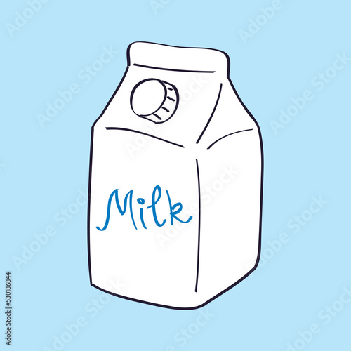 White blank milk carton box cartoon vector illustration
