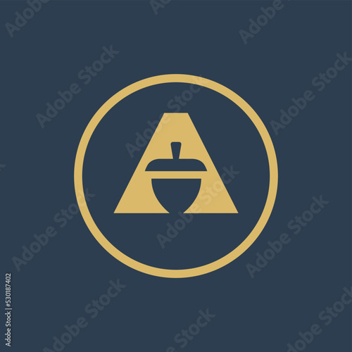 Letter A acorn logo design template elements - Vector