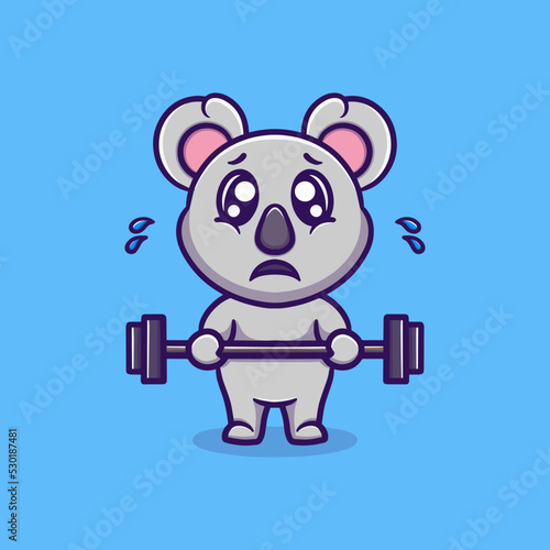 cute koala is doing fitness vector icon illustration