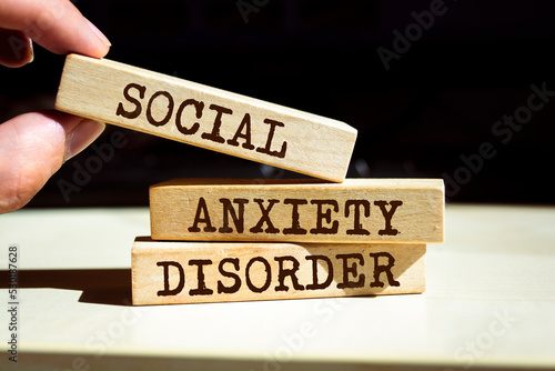 Wooden blocks with words 'Social Anxiety Disorder'.