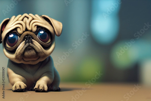 Cute cartoon puppy dog, 3d illustration