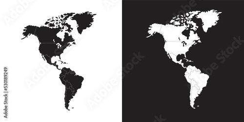 Map of north and south america