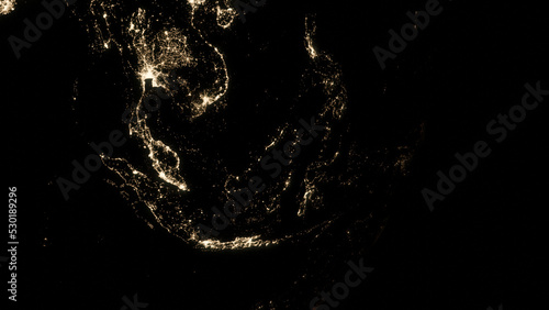 View on the Earth from space, view on the Asia, Japan, China, city lights seen from orbit