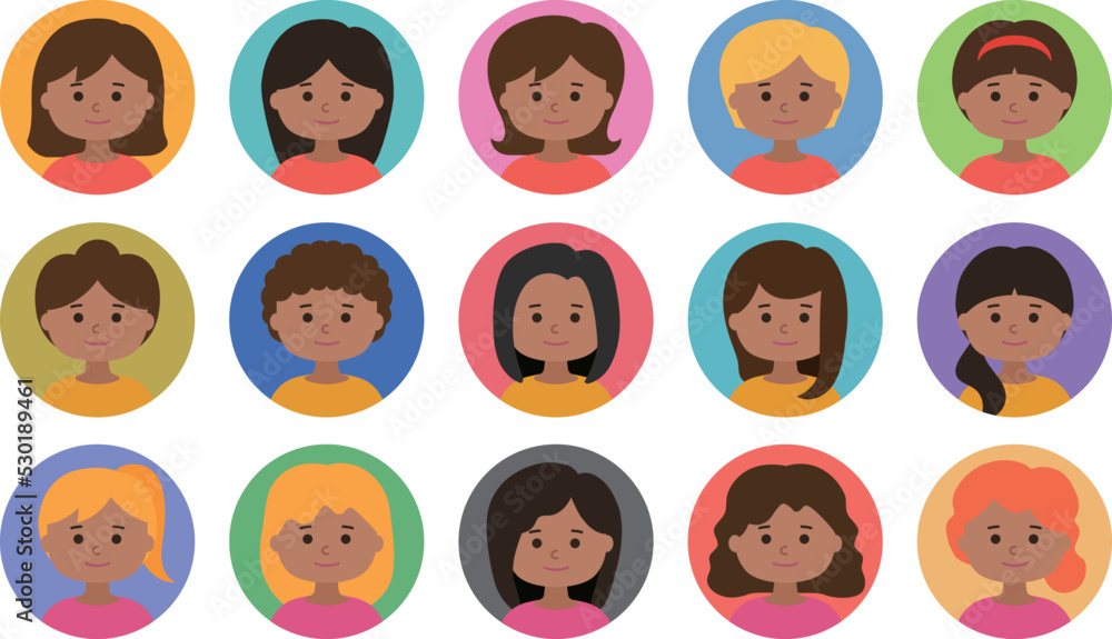 Avatar icon set of woman faces. Vector illustration isolated on transparent background. Avatar icon set of woman faces. Vector illustration isolated on transparent background.