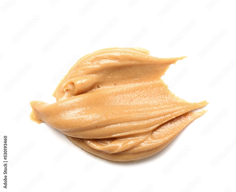 Stroke of nut butter on white background Stroke of nut butter on white background