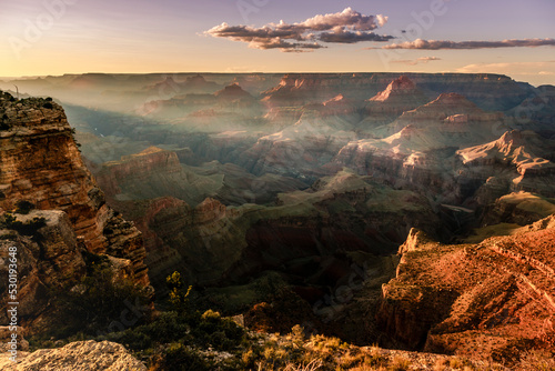 Grand Canyon south rim at dramatic sunset, Arizona, USA