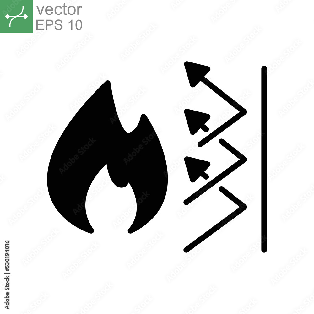 fireproof icon. Fireproofing support. Fire insulation, fire security system. Thermal reflective of flame burn. Danger protection Solid, Glyph. vector illustration. Design on white background. EPS 10 fireproof icon. Fireproofing support. Fire insulation, fire security system. Thermal reflective of flame burn. Danger protection Solid, Glyph. vector illustration. Design on white background. EPS 10