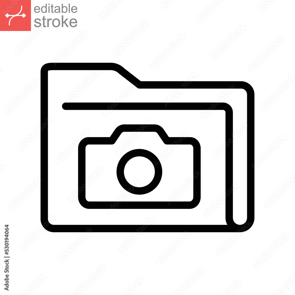 Documents file photo picture line icon. Folder picture for website or mobile app. Camera album gallery. snapshot directory. Editable stroke. Vector illustration. Design on white background. EPS 10 Documents file photo picture line icon. Folder picture for website or mobile app. Camera album gallery. snapshot directory. Editable stroke. Vector illustration. Design on white background. EPS 10
