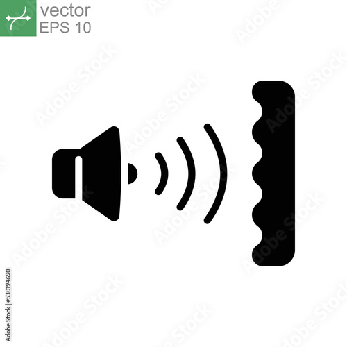 Soundproofing icon. sound insulation and heading for door. soundproof layer. Noise absorbing. Solid or glyph pictogram. Vector illustration. Design on white background. EPS 10
