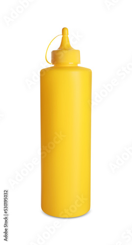 Spicy mustard in plastic bottle isolated on white © New Africa