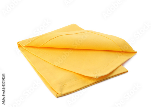 New clean yellow cloth napkin isolated on white