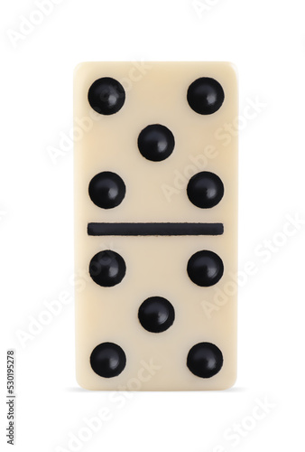 Fotografie One classic domino tile on white background