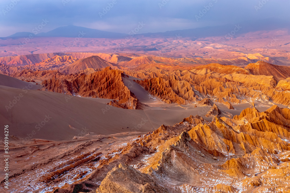 Moon Valley, Valle de la Luna at sunset, Atacama desert, Chile, South America