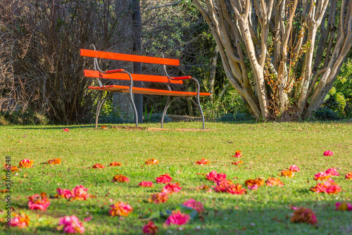 Take a seat and relax, bench in Public park in Gramado, Southern Brazil