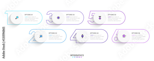 Vector Infographic label design template with icons and 6 options or steps. Can be used for process diagram, presentations, workflow layout, banner, flow chart, info graph.