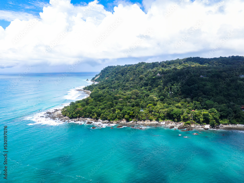 Panorama of Corcovado beach on the osa peninsula of Costa Rica