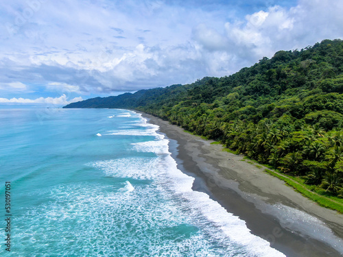 Panorama of Corcovado beach on the osa peninsula of Costa Rica