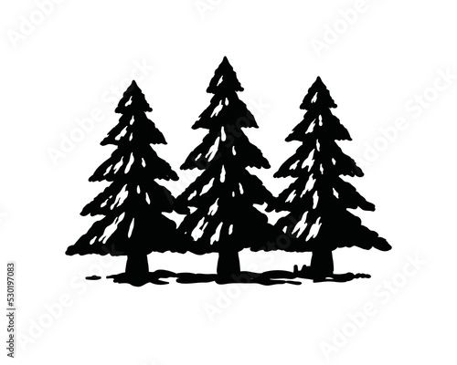 Black Pine or fir Tree Sign Symbol Icon Logo Vector. Pine or fir Tree in the forest illustration silhouette logo design	