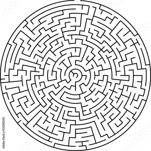 Round maze game, template of logic labyrinth, test