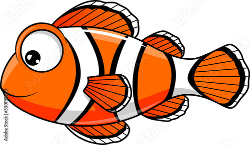 Clownfish anemone striped fish cartoon character