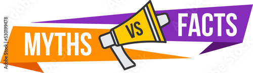 Myths versus facts, false and truth badge header