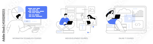 IT education abstract concept vector illustrations.