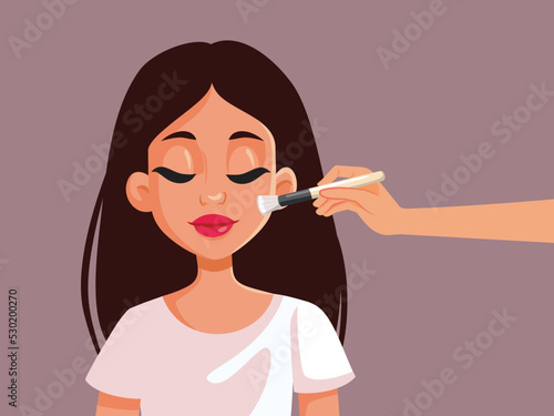 Professional Makeup Artist at Work Vector Cartoon Illustration. Model wearing glamorous make-up done in a beauty salon
