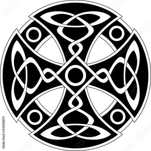 Vintage celtic wheel cross with knots isolated